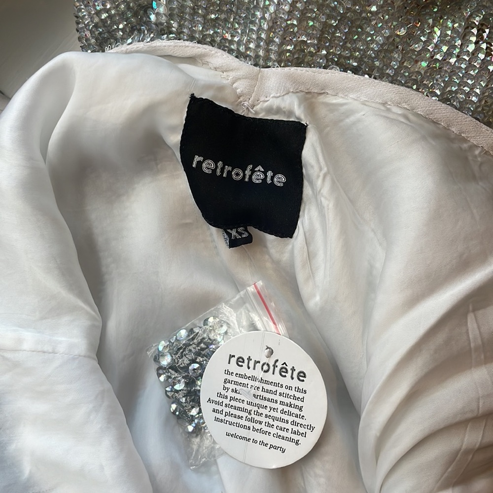 XS Retrofete Denisa Metallic Slip Dress - gorgeous V-back - Picture 5 of 6